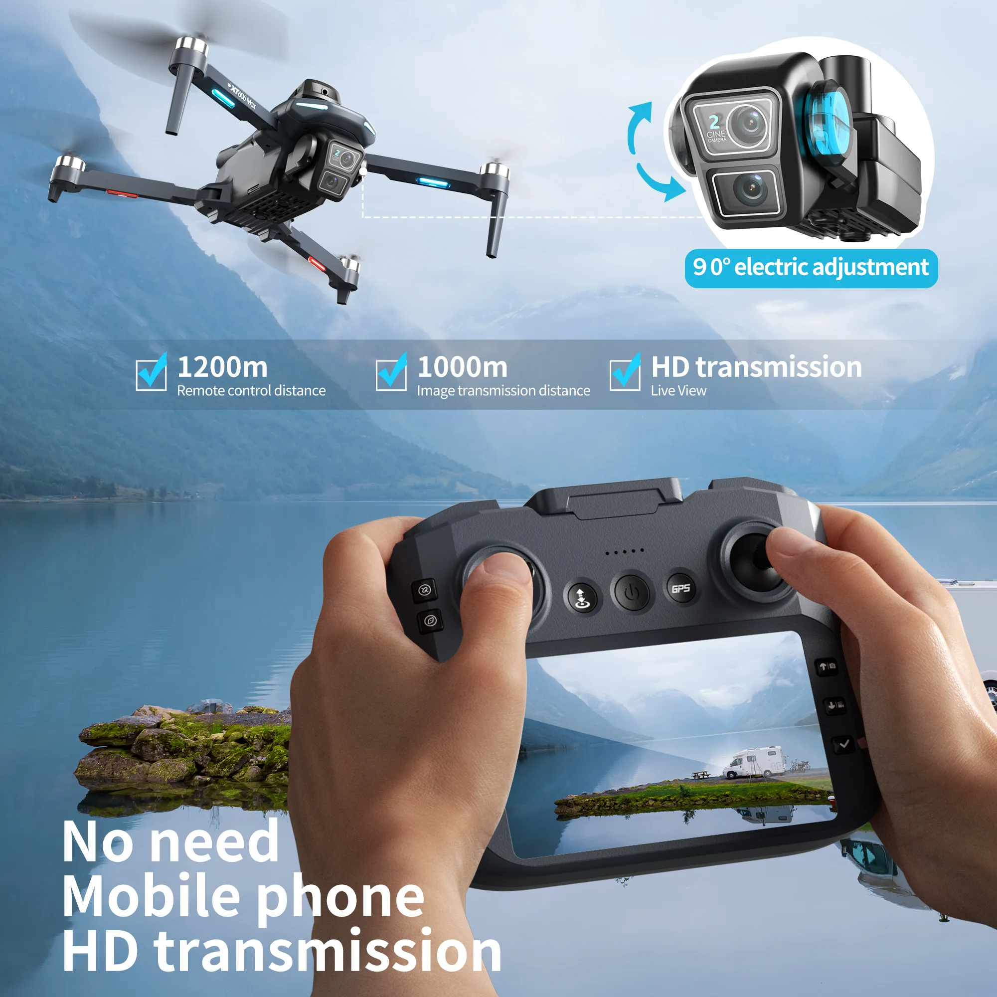 XT606 MAX GPSドローン 4Kプロフェッショナル  - Drone Gps Mount のレビューと価格